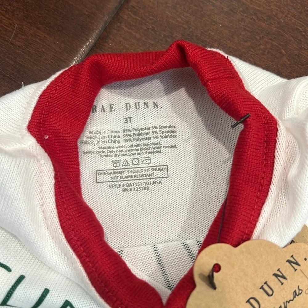 RAE DUNN Toddler Pajamas Christmas Crew PJ Set 3T Red Truck Green Tree New